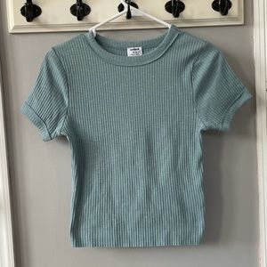 blue ribbed tee